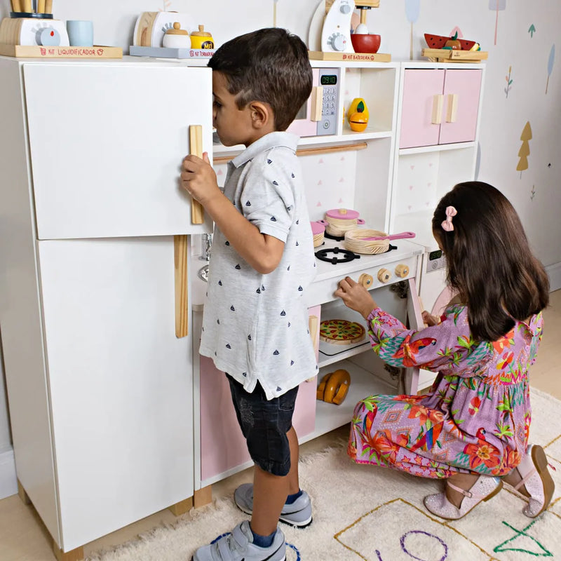 Kit Cozinha Infantil com Geladeira e Máquina de Lavar