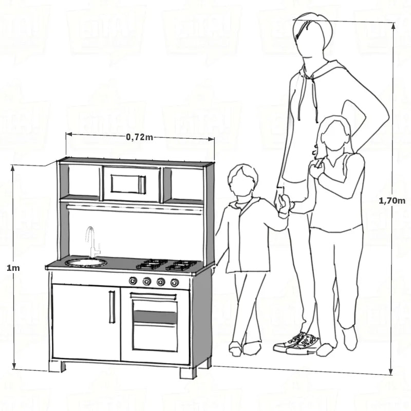 Cozinha Infantil com Pia Fogão e Microondas